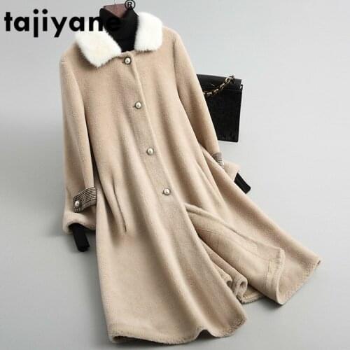 Fur Real Streetwear Coat Mink Fur Collar Wool Jacket Autumn Winter Coat Women Clothes 2021 Korean Vintage Tops Suede Lining 3303