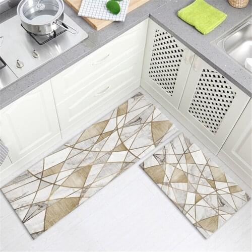 Nordic Simple Marble Kitchen Mat For Floor Anti-slip Water Absorption Long Bathroom Mat Flannel Bedside Mat For Girl Room Decor