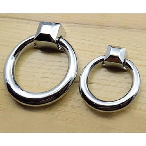 Modern simple fashion chrome drop ring kitchen cabinet watch Tv cabinet handle knob shiny gold ring drawer shoe cabinet pull