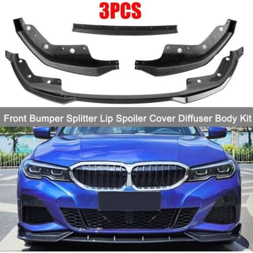 3PCS Car Front Bumper Splitter Lip Spoiler Cover Diffuser Body Kit For BMW 3 Series G20 G28 2019 2020 2021(M Sport only)