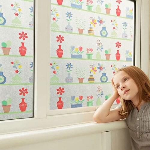 Vase Stained Glass Film window sticker Frosted Static Cling kids room self-adhesive film for furniture decorative window films