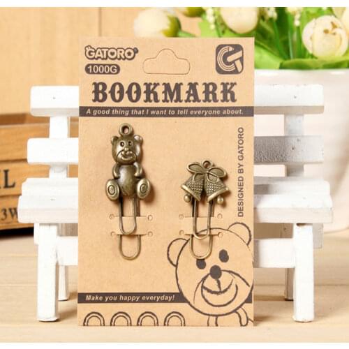 16 pcs/Lot Vintage antique metal pins and creative student stationery multifunction Korean paper clip bookmark