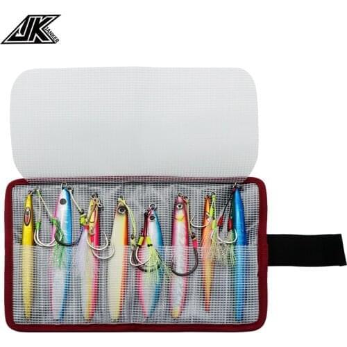 JK Waterproof Fishing Tackle Bag High Capacity Metal Jig Lure Fishing Bag Slotted Jigging Bait Protective Case Saltwater Jig
