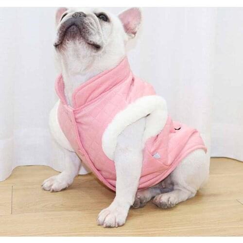 French bulldog starling fat dog vest lady temperament plush thick candy color New Years clothing cotton jacket vest