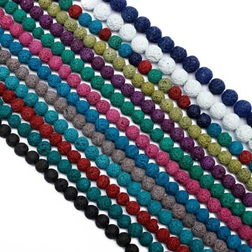 1strip 4/6/8/10/12/14mm Natural colorful Volcanic Lava Stone Round Bead Round Loose Beads DIY Bracelet Bead Wholesale