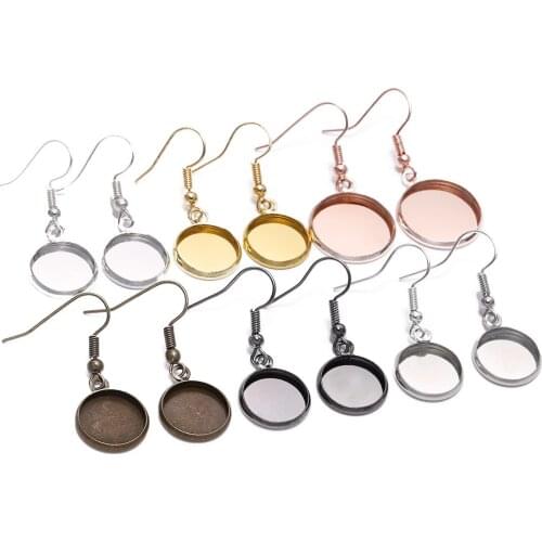 10PCS Multicolor Iron Earrings Ear Hooks Round Empty Brackets DIY Handmade Jewelry Accessories Making Hanging Earring Bottom