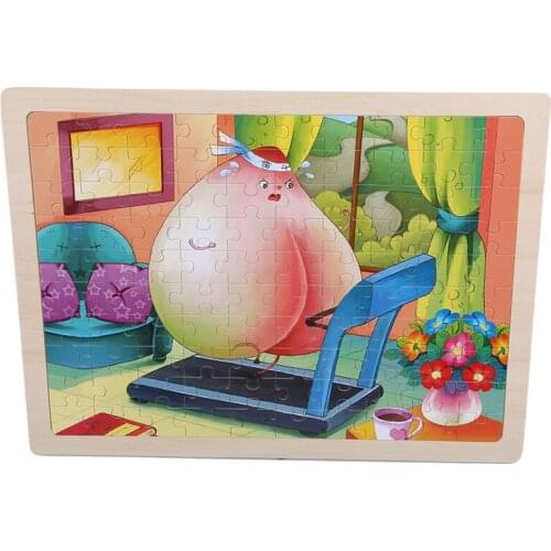 100 Pcs / Set Wooden Puzzles Toys Baby Cartoon Animal Puzzle Kids Educational Brain Teaser Children Tangram Shapes Jigsaw Gifts