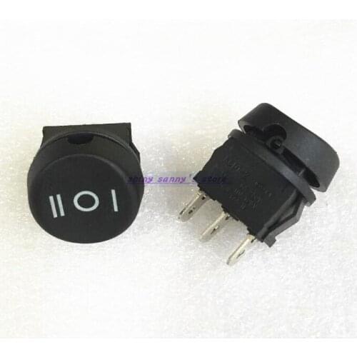 15pcs/Lot Diameter Small Round Black 3PIN ON/Off/ON 6A/250V 10A/125V Round Boat Rocker Switch Brand New