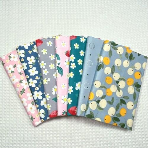 160x50cm Orange Strawberry Flower Twill Cotton sewing fabric Handmade Making Bedding Decoration DIY photo props cloth