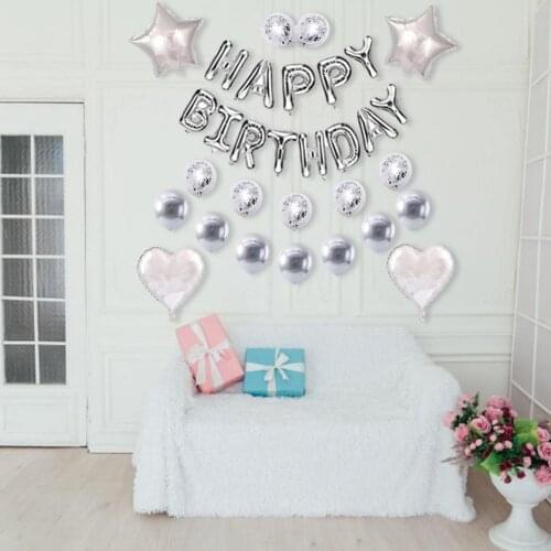 20PC Birthday Balloon Set Baby Children Five-pointed Star Love Heart Happy Birthday Party Decoration Aluminum Film Balloon