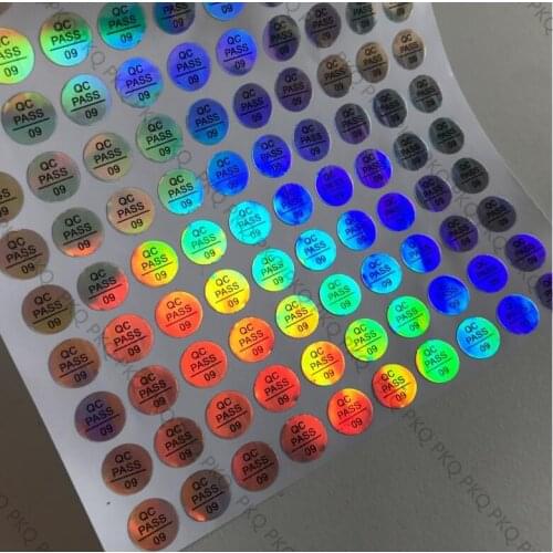 2000pcs Wholesales round 1cm QC sticker label adhensive QC PASSED Laser hologram stickers QC PASS 01-10 number laser labels