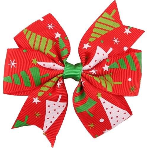 40 pcs/lot , Baby Girl Christmas Bows with Clips Boutique Grosgrain Ribbon bow children headband