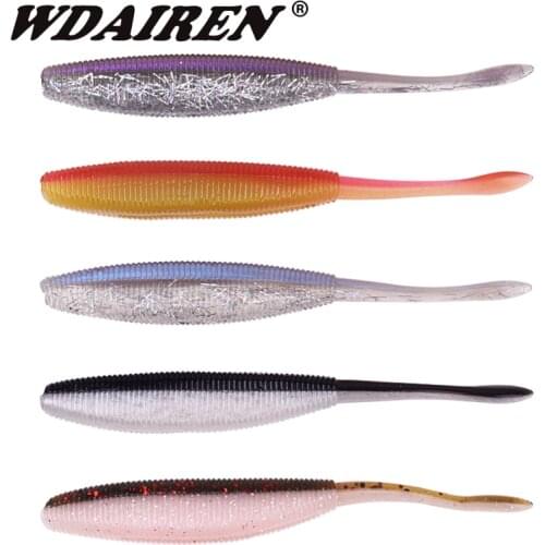 6pcs/Lot Fishing Dart Tail Worm Silicone Soft Lures 10cm 4.5g Jig Wobblers Fishy With Salt Artificial Bait Tiddler Isca Swimbait