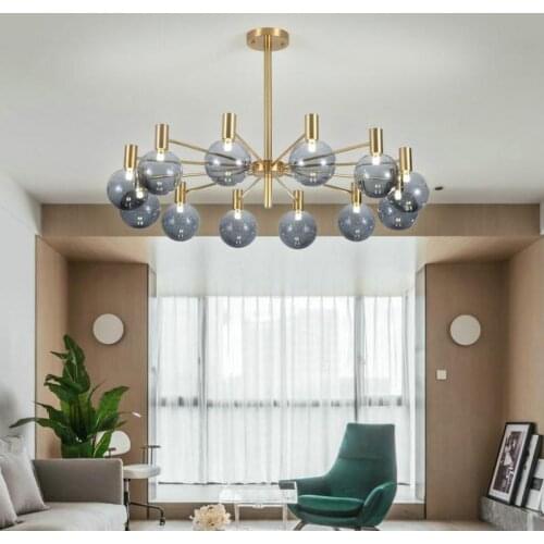 American country glass chandelier Nordic living room restaurant retro led lamp simple study bedroom art lighting lamps