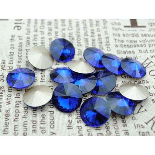 Free Shipping! 100pcs/Lot, 8mm~20mm Cobalt Color Chinese Top Quality Crystal Rivoli Glass Point Back Fancy Fancy Stones