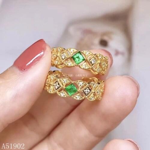 KJJEAXCMY boutique jewelry 925 sterling silver inlaid natural emerald ring female models support test