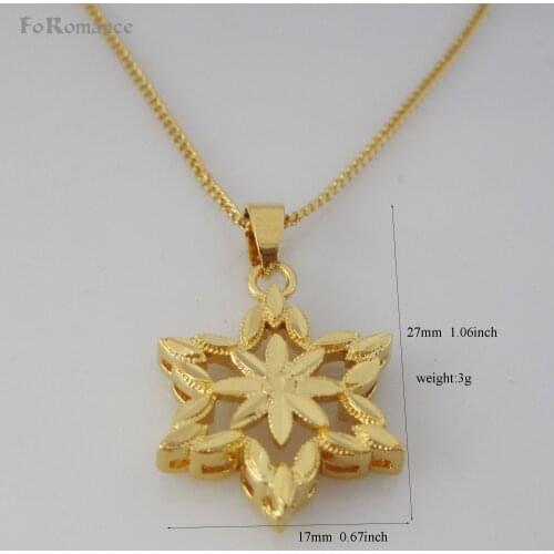 Min order 10$ CAN MIX /- YELLOW GOLD GP OVERLAY 18" 20" 24" CIRCLE LINK CHAIN NECKLACE & FLOWER SHAPED WITH SIX ANGLES PENDANT