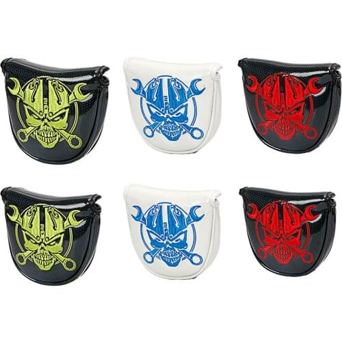 Golf Mallet Head Cover Putter Cover with Magnetic Closure Skull Pattern golf accessories