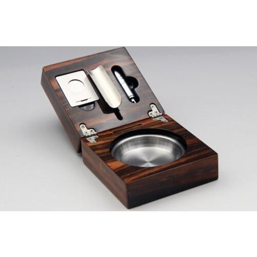 COHIBA Brown Cigar Ashtray Holder 1 Ash Slot With Sharp Metal Cigar Cutter Office Ashtray Cigar Gift Set