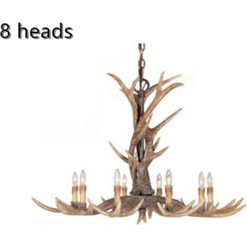 Europe 8 Arms Candle Resin Antler Chandelier American Retro Deer Horn Chandeliers Home Decor Lamp Fixture E14 110-240V