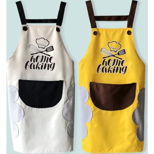Apron With Hand Wipe Towel Home Kitchen Waterproof Oil-proof Overalls Bib Adult Cooking Female Apron Plus Size Print Logo