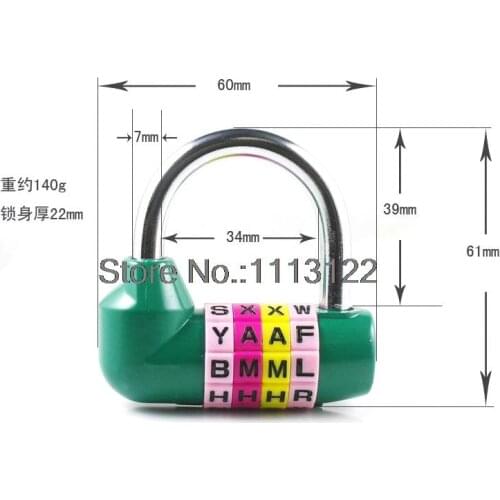 4 Digital English Letter Combination Lock U type anti-theft Code Lock English letter lock Game Gym Room Door Password Lock 1 pc