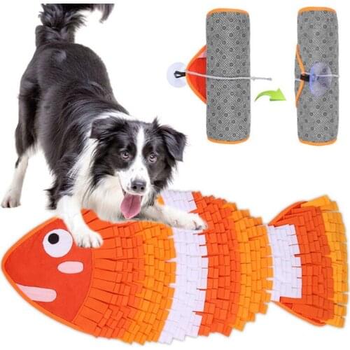 A Pet Dog Sniffing Mat Cloth Fish Shape Find Food Training Blanket Play Toys Dog Mat For Relieve Stress Puzzle Sniffing Mat Pad