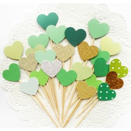 Colorful Heart Shape Cup Cake Flags Party Cake Topper Baby Shower Party Event Decor