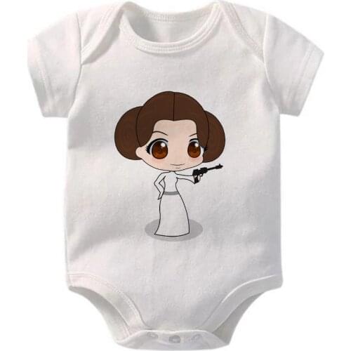 Kawaii Harajuku Princess Leia Organa Newborn Romper Cute Star Wars Baby Bodysuits Graphic Fashion Toddler Jumpsuit