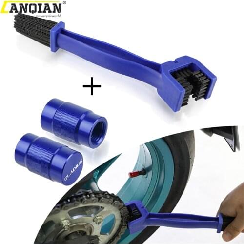 Motorbike Chain Cleaning Maintenance Brush Vehicle Wheel Tire Valve Stem Cap Cover For SUZUKI SFV650 GLADIUS 2009-2016 2015 2014
