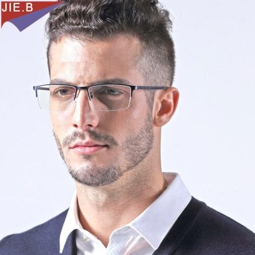 2018 New Half frames titanium glasses frame men Myopia Eyewear Finished Women prescription Myopia Eyeglasses Frame
