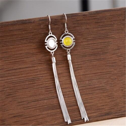 Earring Settings (6x6mm Round Blank) Thai Sterling Silver Earring Studs for Round Cabochons Tassel Earring Component E054B