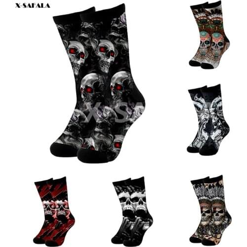 Skull Head Viking 3D Fashion Long Socks Cycling Casual Novelty High Socks Men Women Cotton Funny Colorful Leg Calf Cotton-2