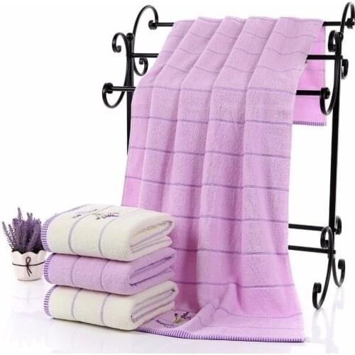 New Luxury Lavender 100% Cotton Purple White 2pcs/set Towel Set Toalhas De Banho 1pc Bath Towel Brand 1pc Face Towel Bathroom