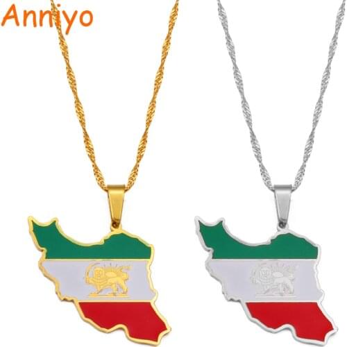 Anniyo Iran Map Pendant Neckalces Iranian Jewelry #207821