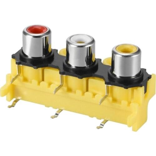 PCB Panel Mount Triple RCA Socket Female AV Connector Red White Yellow