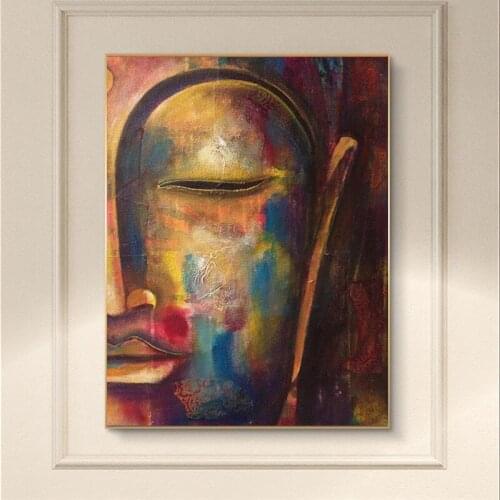 Half Face Buddha Oil Painting on Canvas Cuadros Posters and Prints Scandinavian Wall Art Picture for Living Room Home Decor