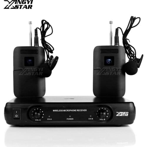 Professional Lavalier Wireless Microphone Karaoke System Dual Channels Cordless Receiver Clip Lapel Collar Mic BLX1 Transmitter