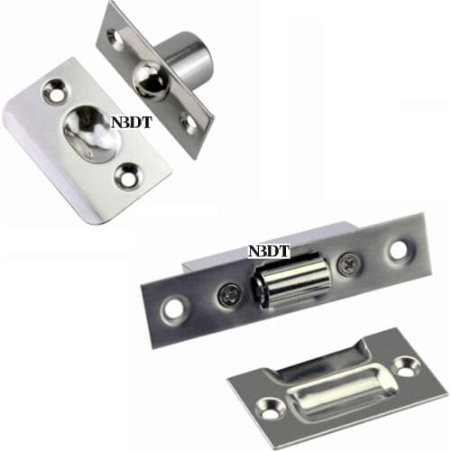 4Pcs Brushed Stainless Steel Square Round Concealing Spring Ball Catch Latch DoorStop Built-in Recessed