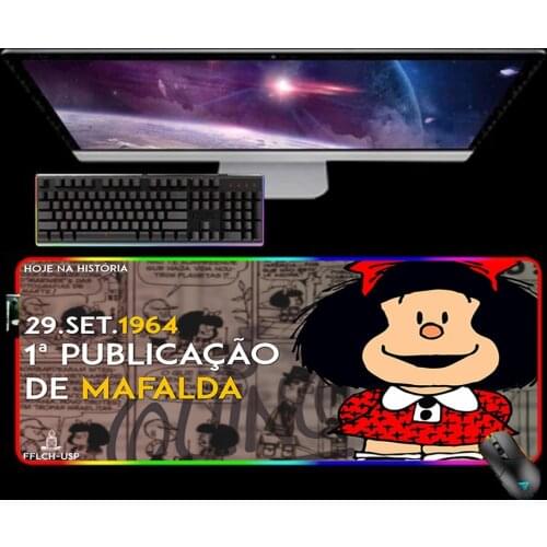 RGB Cartoon Mafalda Mouse Pad XL Mousepad Keyboard Pad LED Mause Pad Rubber No-slip with Backlit Tapis De Souris 25X35 Mouse Mat