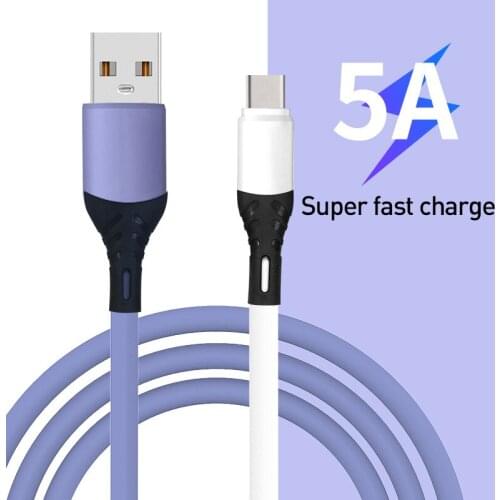Robotsky 5A Quick Charger USB Type C Cable Liquid Soft Glue Cable Mobile Phone USB Type-C Fast Charging Wire Cord