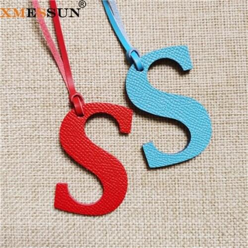 XMESSUN New English Letters S Luxury Genuine Natural Leather Character Alphabet Keychain Charm Backpack Pendant Ladies Women Bag