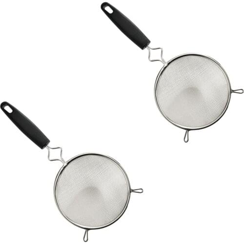 Seacreating Kitchen Supply - Set of 2 Premium Quality Fine Mesh Chrome Strainers 13cm Sizes Sift Strain Tea