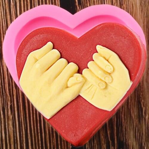 Heart Shape Silicone Molds Wedding Hands Fondant Cake Decorating Tools DIY Soap Resin Clay Candy Chocolate Gumpaste Moulds