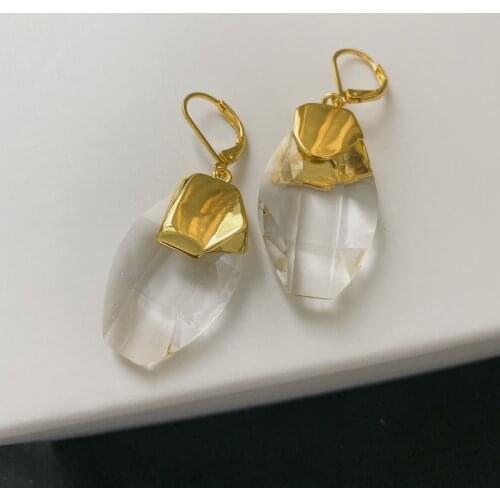 High-level light luxury temperament three-dimensional bright crystal glass long earring earrings earrings
