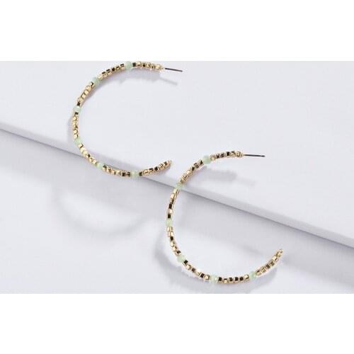 Boutique Fashion Accessory Simplicity Design Mini CCB 5.5cm Big Hoop Earrings Crystal Beaded Ear Hoops
