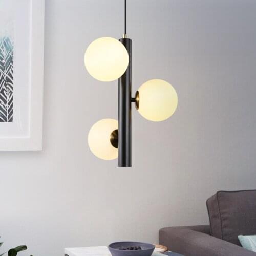 Modern LED Hanging Lamp Glass Ball Pendant Lighting Fixture Fashion Iron Lamparas Living Room Bedroom Suspension Luminaire Lamps