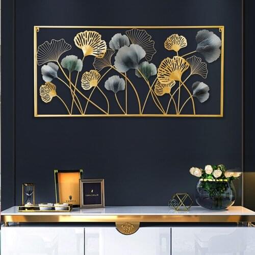 Modern tieyi living room decoration pendant three-dimensional wall hanging light luxury ginkgo leaf porch wall decoration