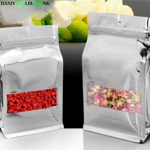 Zipper Lock Bag Wxhxd Silver Aluminium Foil Plastic 15x24x8cm 50pcs Stand Up Side Gusset Zip Food