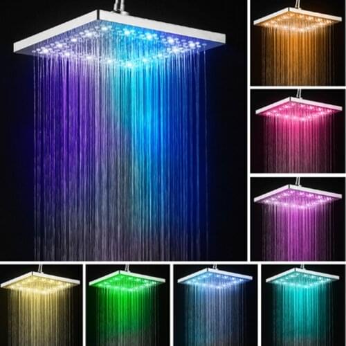 LED self-powered luminous top shower 7-color self-changing 6-inch 8-inch square shower top shower
